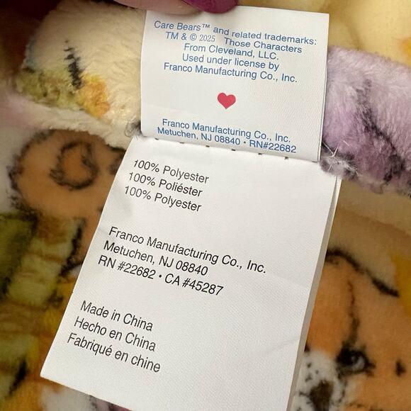 CARE BEARS XL TWIN HALLOWEEN FALL LEAVES THROW BLANKET 60x90 Yellow VTG Retro 🎃 - Picture 14 of 16